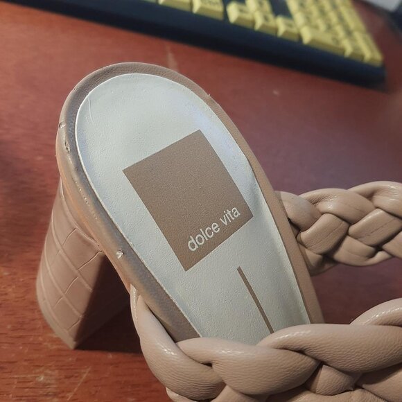 Dolce Vita Block Heel Braided Coffee Sz 9.5 Worn Once Excellent Condition - Picture 8 of 8